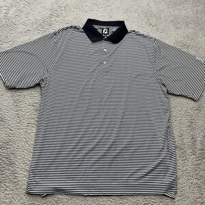 FootJoy Performance Polo Mens XL Stretch Golf Shirt Blue White Stripes